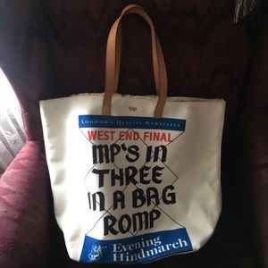 Anya Hindmarch White Headline Printed Canvas Tote